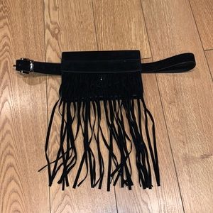Velour Fringe Belt Bag